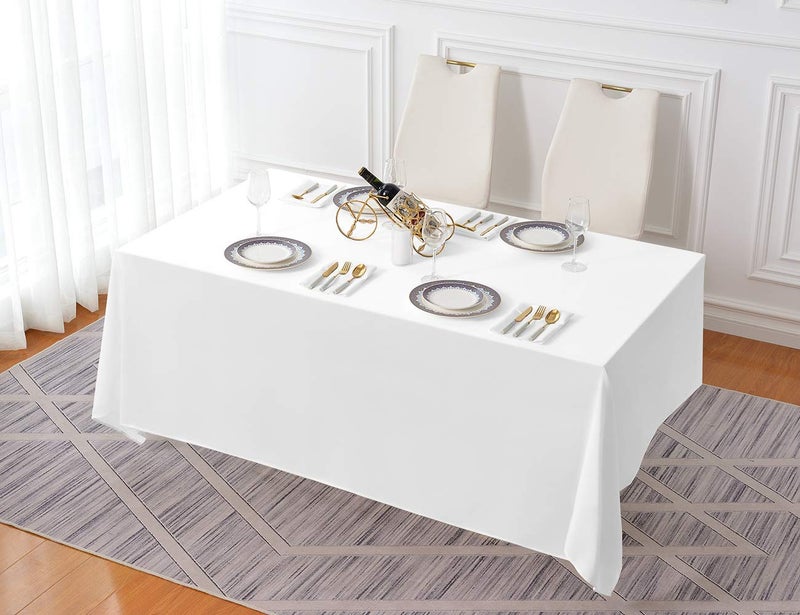 Surmente White Rectangle Tablecloth 90 x 156-inch Rectangular Polyester Table Cloth for Weddings, Banquets, or Restaurants - Image 5